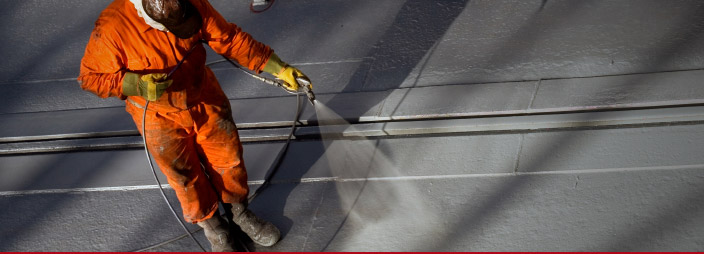 Picture of man spraying roof